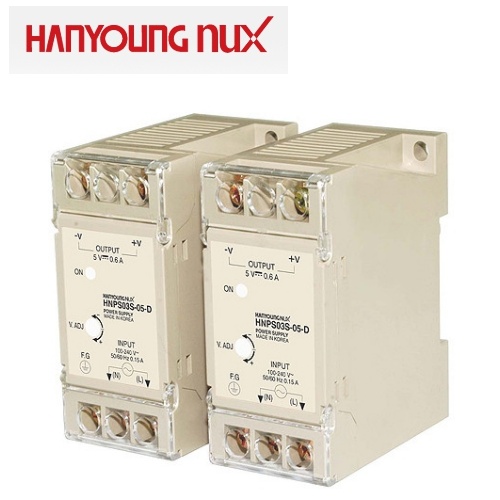 한영넉스 	HNPS-07S15D	(7.5W)	0.25A 이하	D/C 15V	1출력	AC100-240V,50/60㎐ 소용량 레일타입 전원 공급장치 DIN-레일 부착형