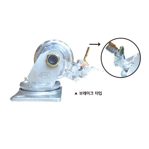 한국캐스터산업 HC-DHSR 4인치 단조 철 고정 바퀴 캐스터 HC-510034