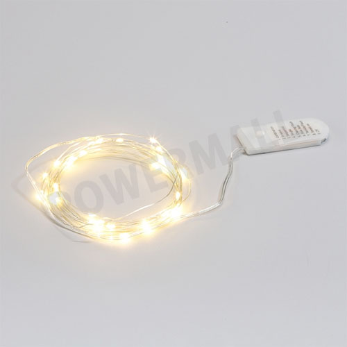 LED 트리구 와이어 30구 투명선 8기능 수은 건전지 타입 전구색 약 3M I160397