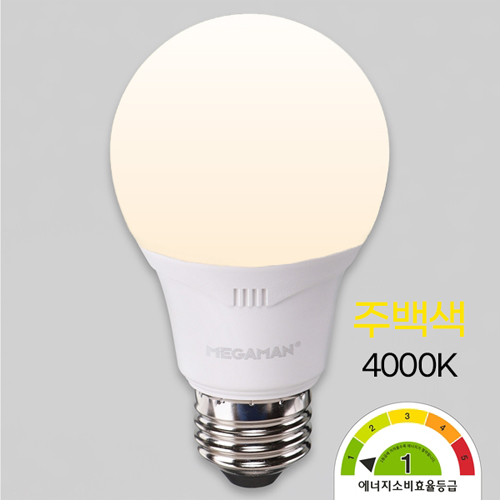 메가맨 1등급 LED 벌브 램프 10W 주백색 E26 A60 KS인증 YTA60Z1-102640 I371785
