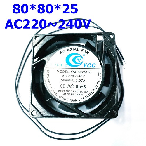 쿨링팬 YAH8025S2 80X80X25MM 220~240VAC